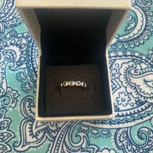 Pandora Black Bubble Stackable Ring Sterling Silver Size 7 Authentic